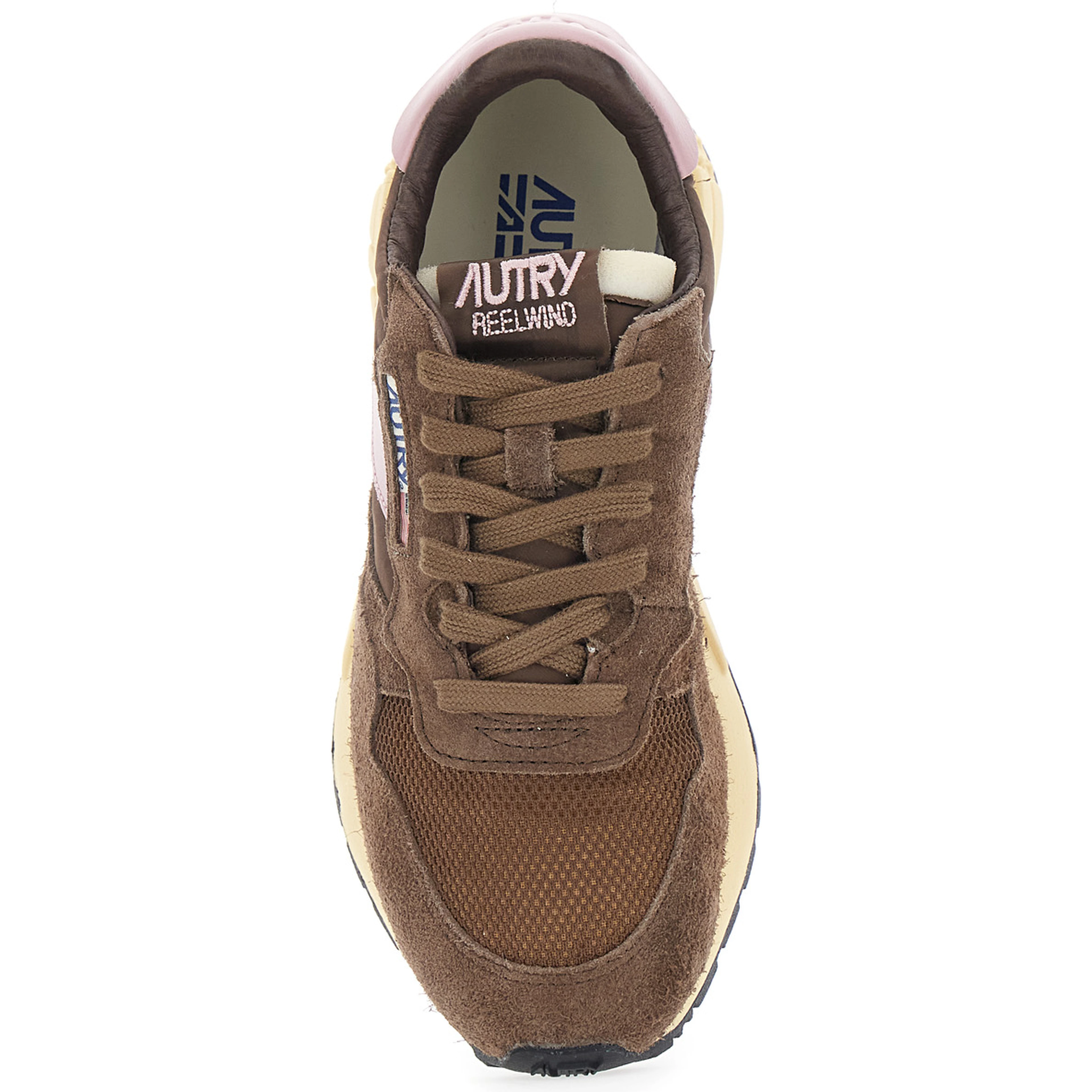 Reelwind Brown Low Top Sneakers with Logo Patch on Tongue and Side in Suede for Women