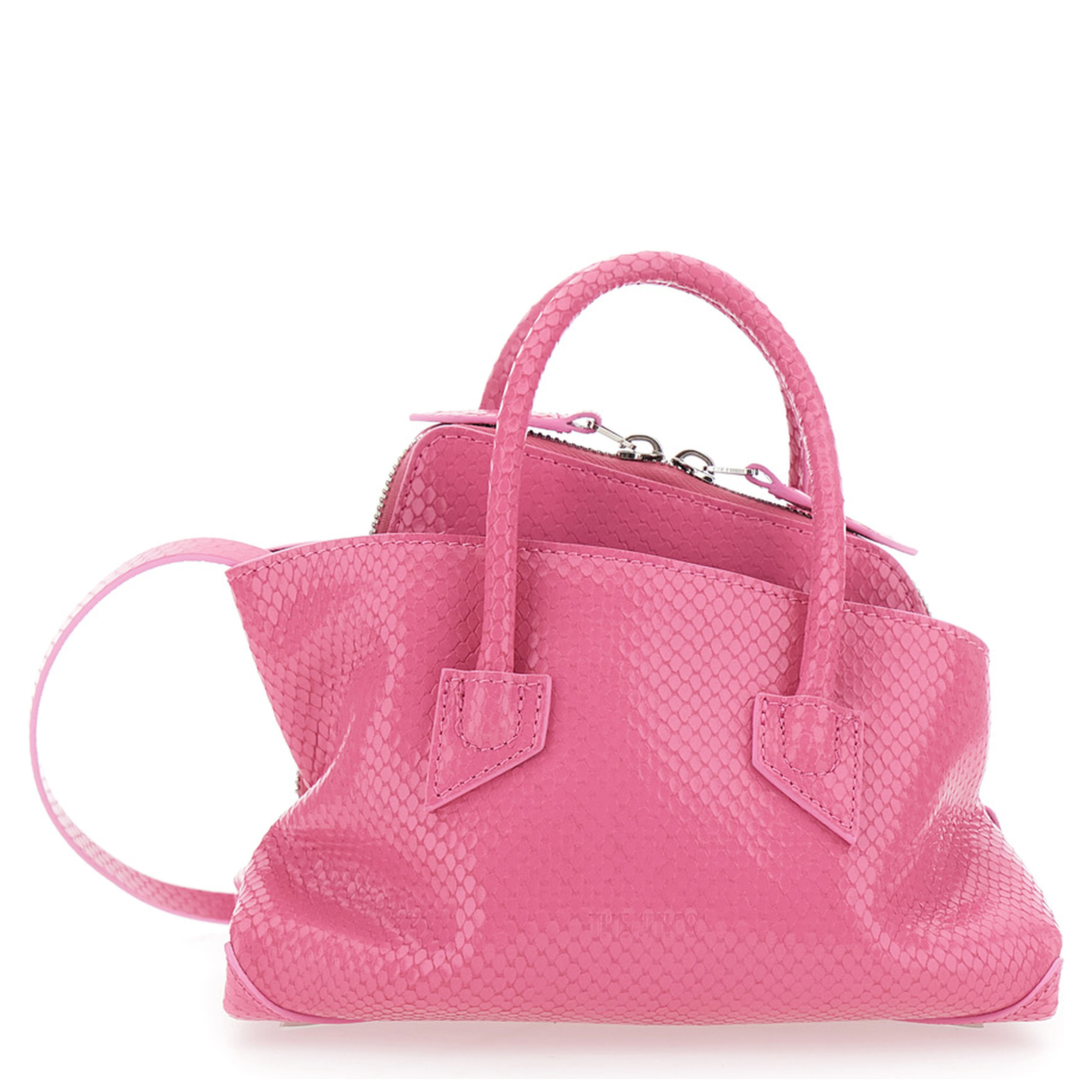 La Passeggiata Pink mini bag with Two Top Handles in Leather for Women