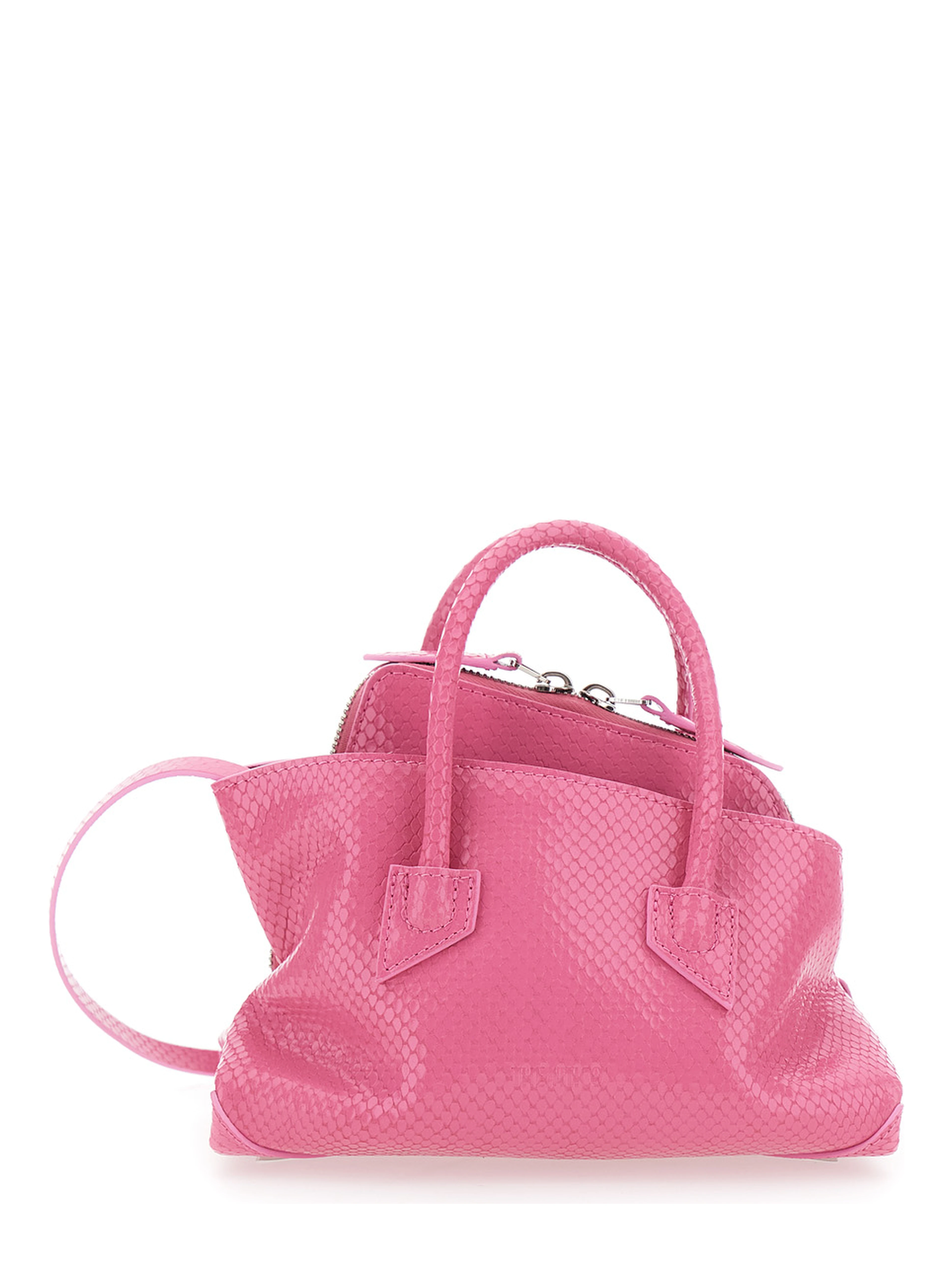 La Passeggiata Pink mini bag with Two Top Handles in Leather for Women