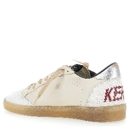 Ballstar Beige Sneakers Low Top with star patch on the side in leather for men