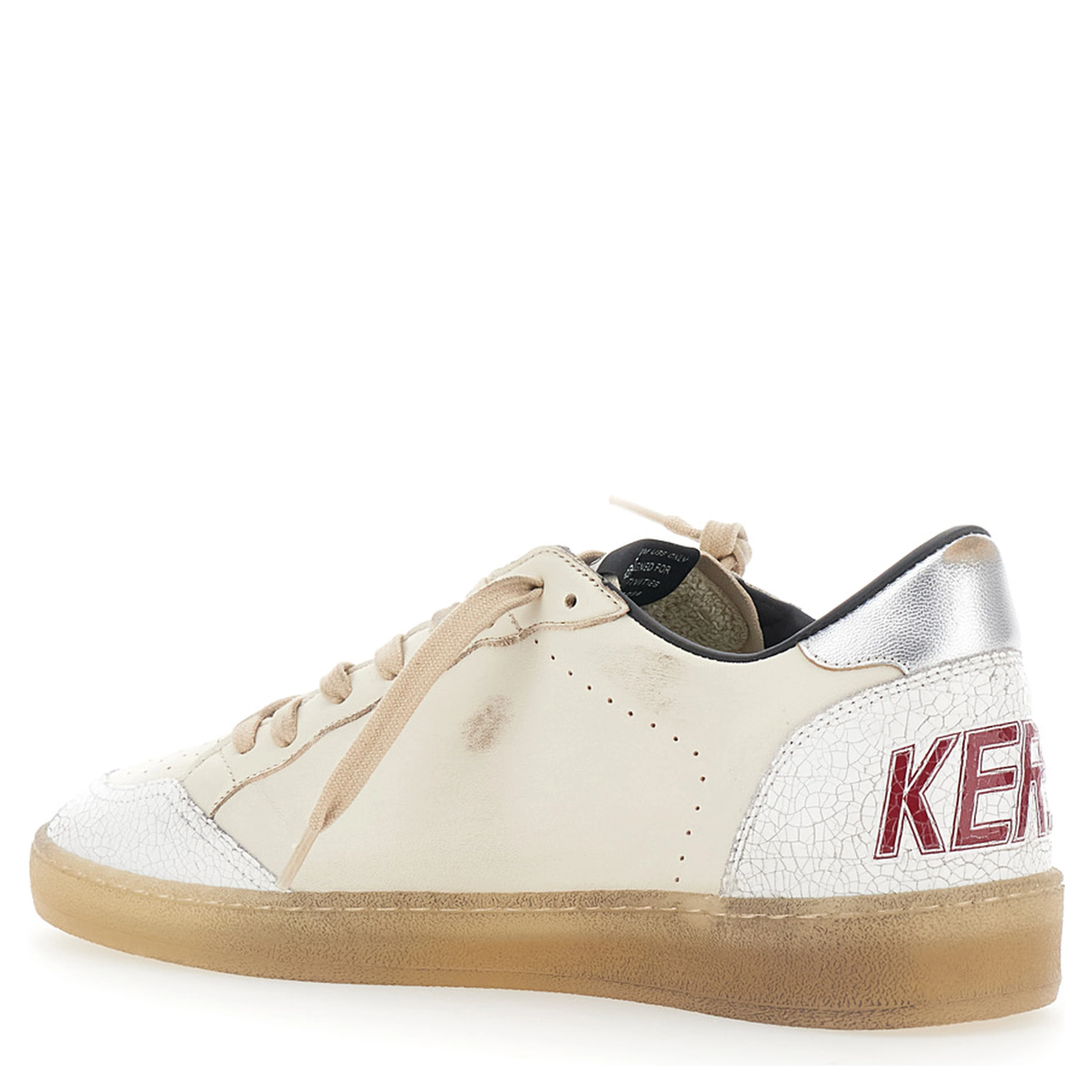 Ballstar Beige Sneakers Low Top with star patch on the side in leather for men