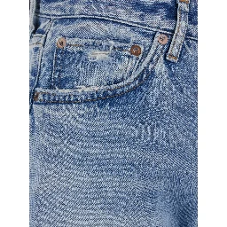 Blue Blue Jeans with Bleached Effect and Five-Pocket Design in Denim Men