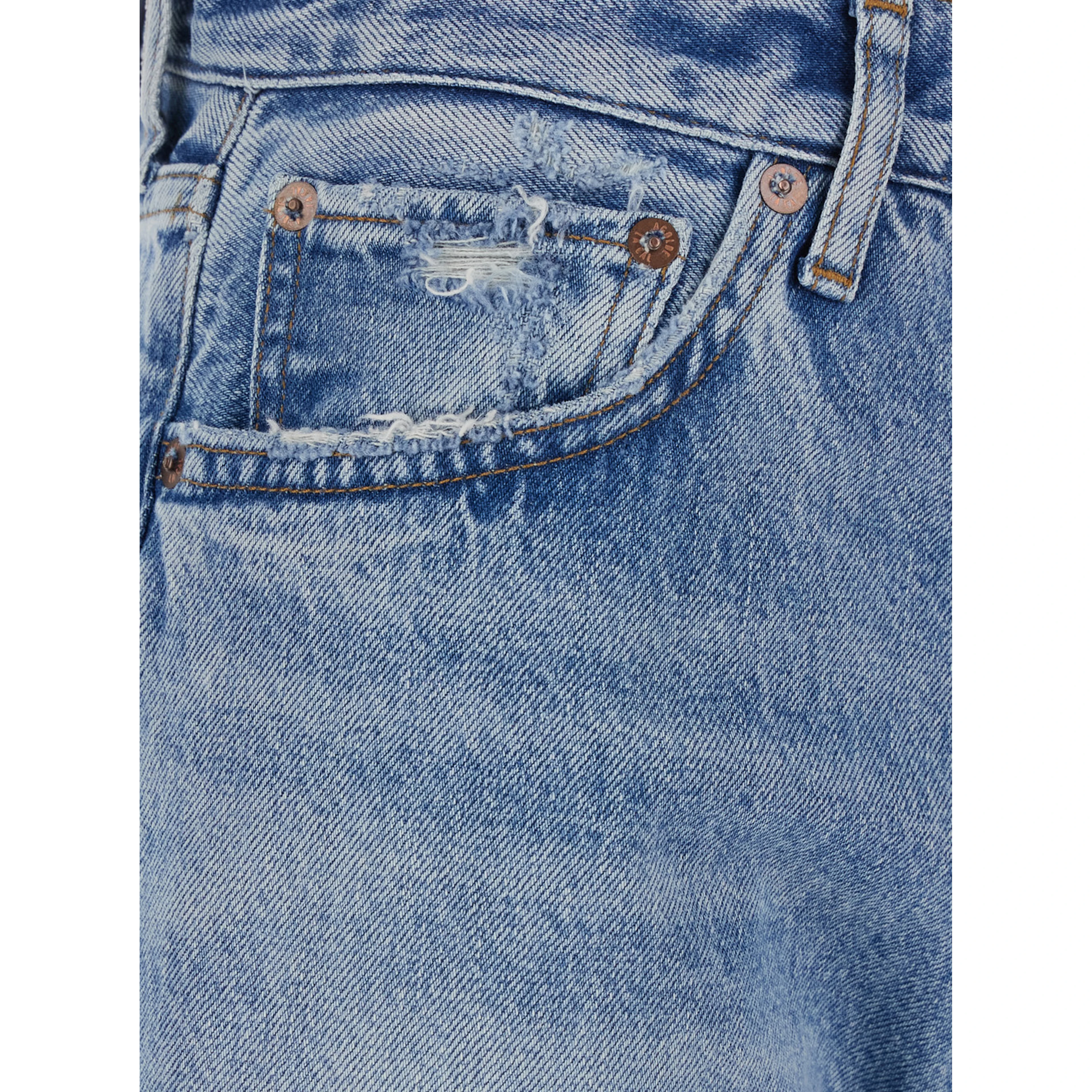 Blue Blue Jeans with Bleached Effect and Five-Pocket Design in Denim Men