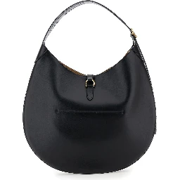 Shoulder Bag with Smooth Leather Logo Detail Black Woman