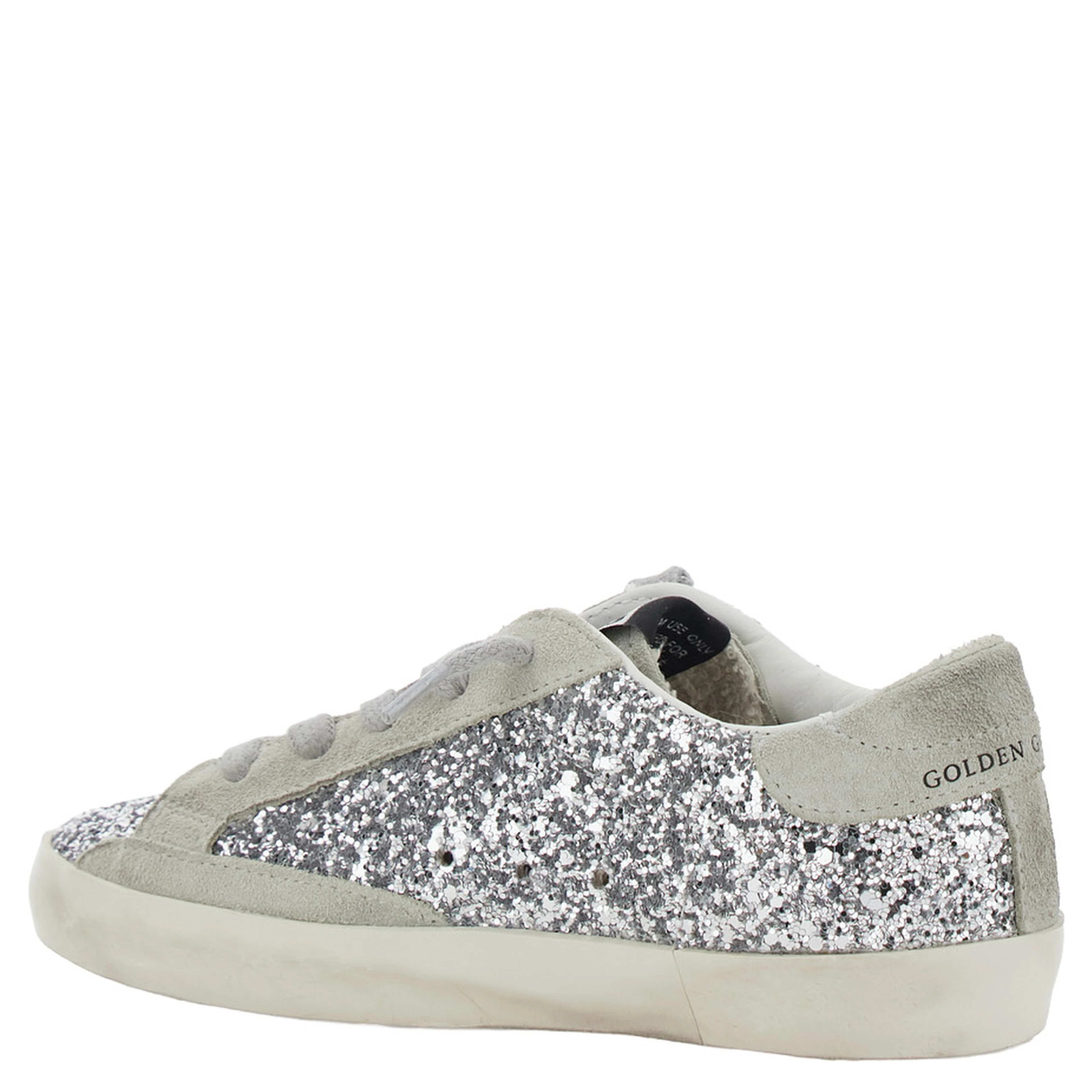 SUPER STAR GLITTER UPPER SUEDE STAR AND HEEL Shoes with glitter and metallic leather for Girl