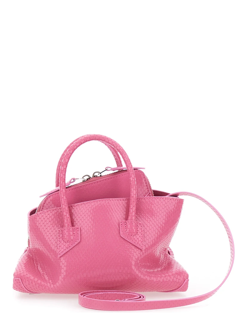 La Passeggiata Pink mini bag with Two Top Handles in Leather for Women