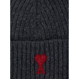 Gray Wool ADC Embroidered Beanie for Women