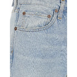 Light blue jeans with logo patch on the back in denim for women
