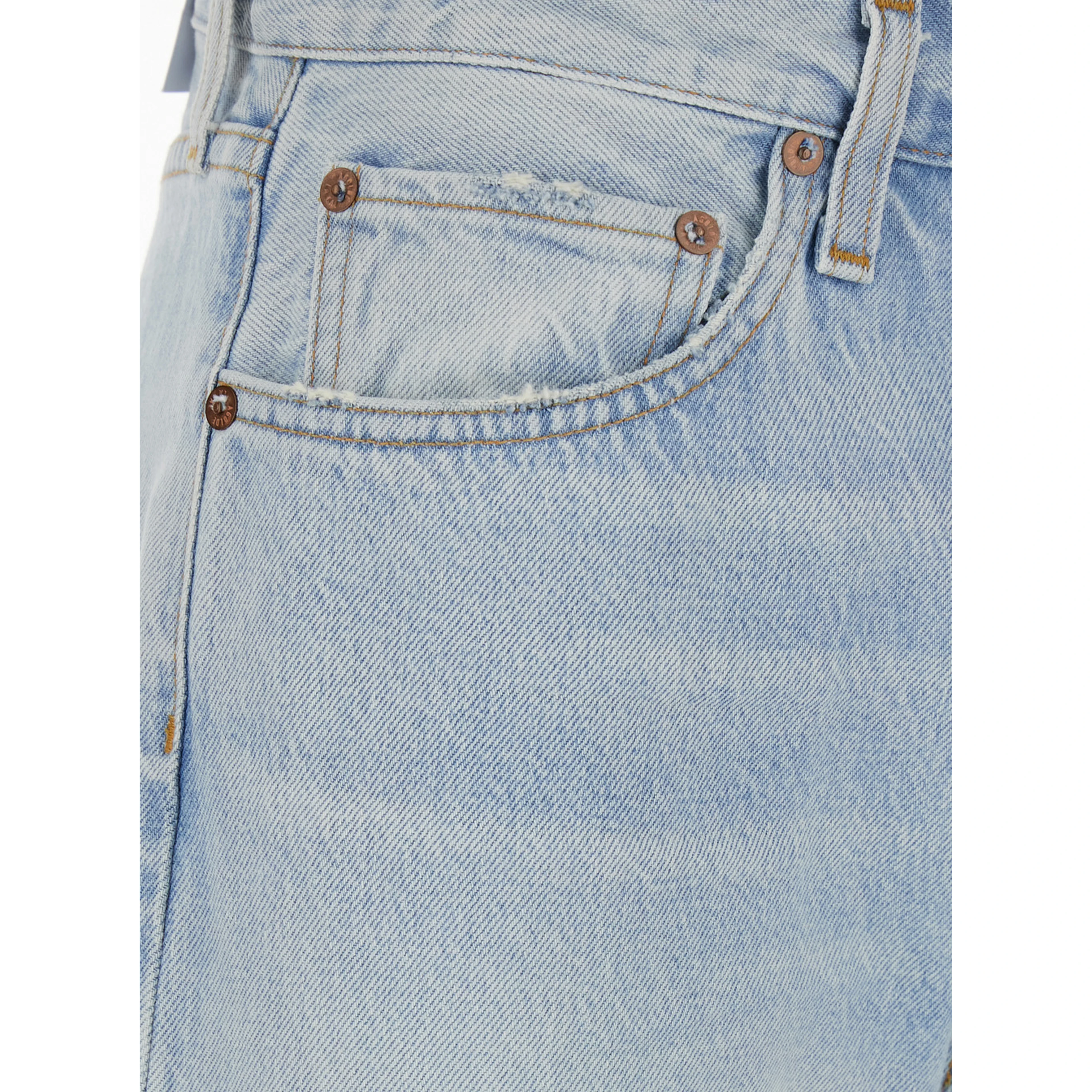 Light blue jeans with logo patch on the back in denim for women