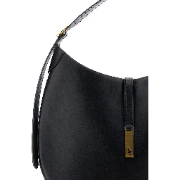 Shoulder Bag with Smooth Leather Logo Detail Black Woman