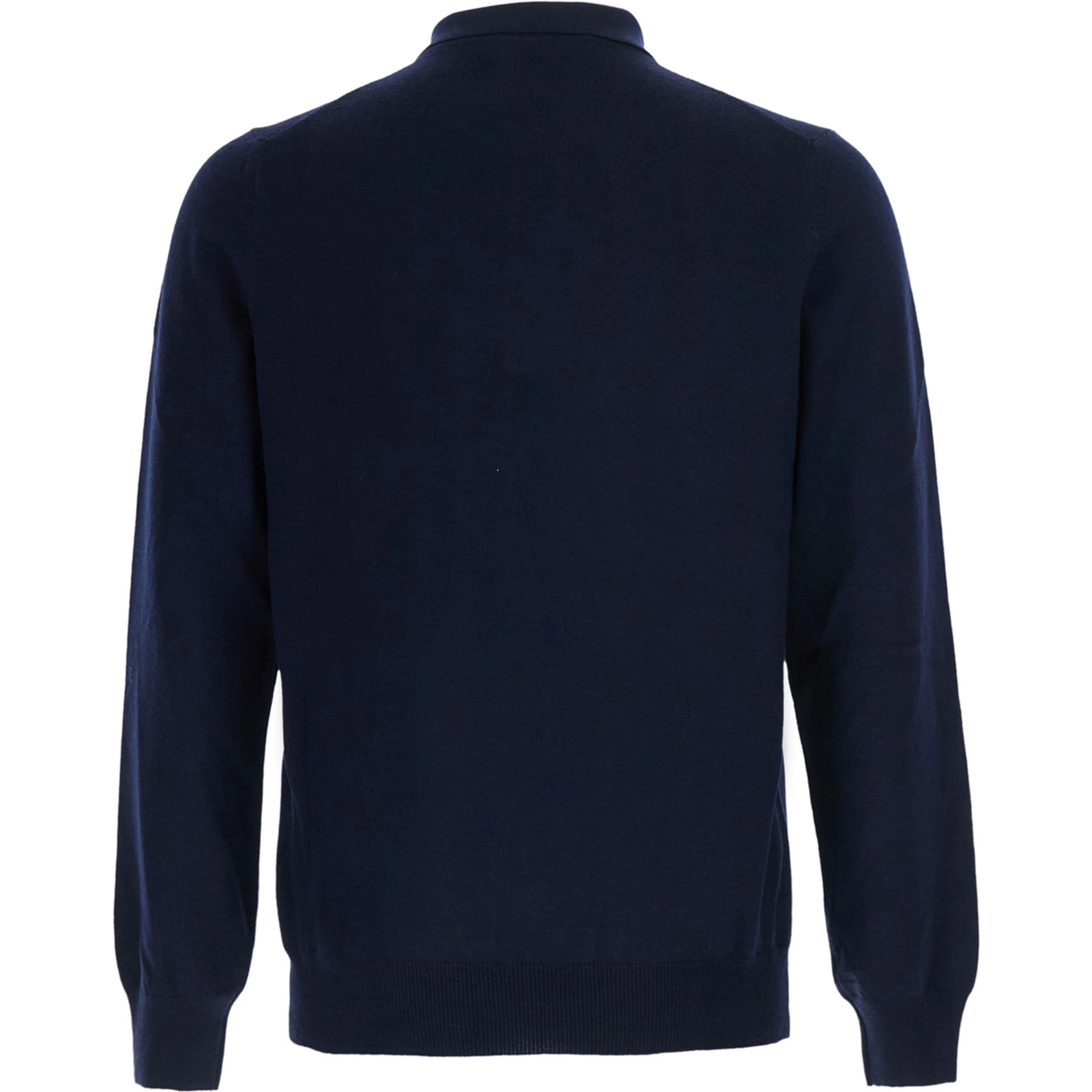 Blue Sweater with Polo Style Collar in Wool Blend for Men