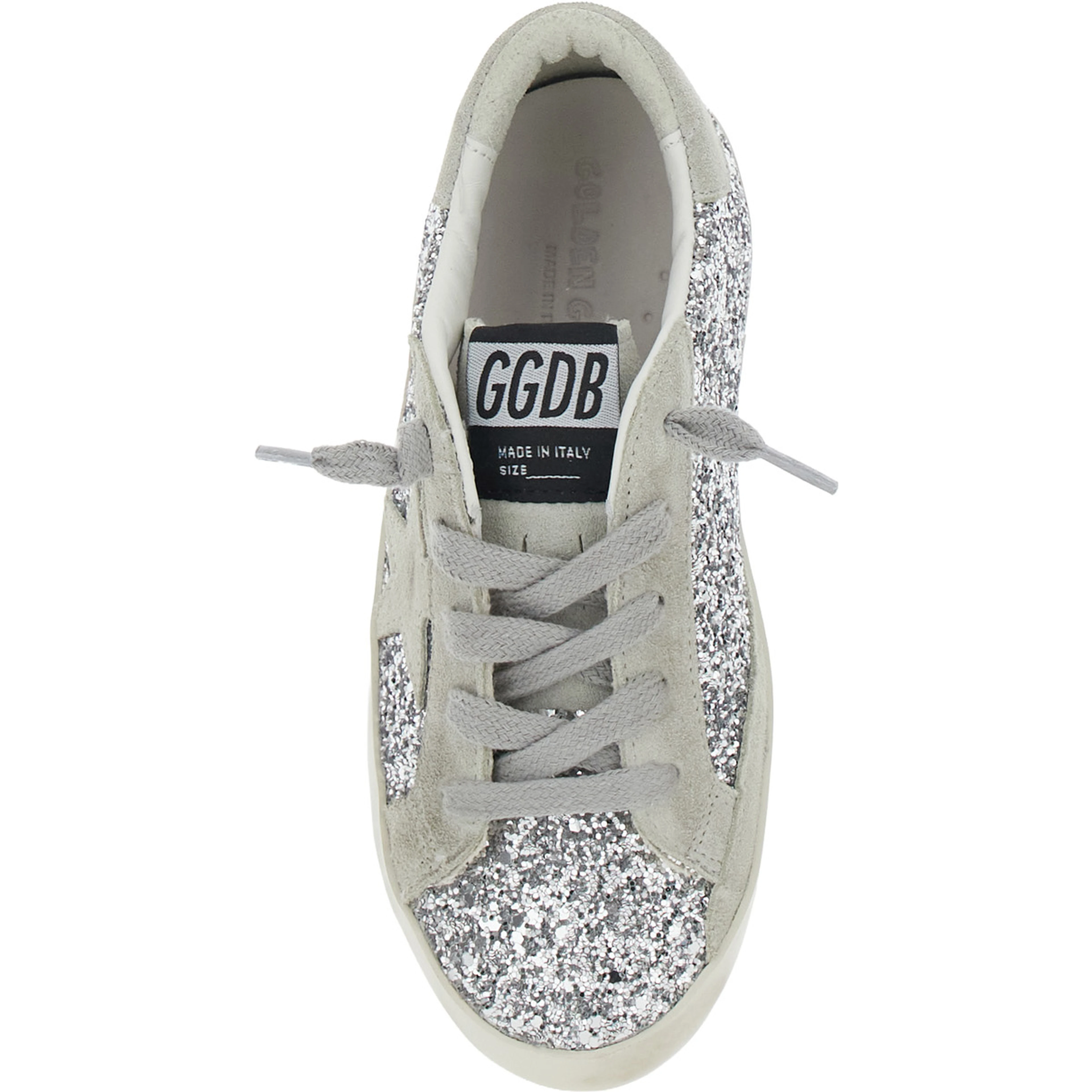 SUPER STAR GLITTER UPPER SUEDE STAR AND HEEL Shoes with glitter and metallic leather for Girl