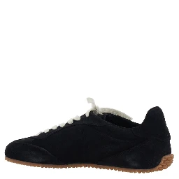 Sneaker Daze Runner with Logo on the Tongue and Grooved Sole in Black Suede Men