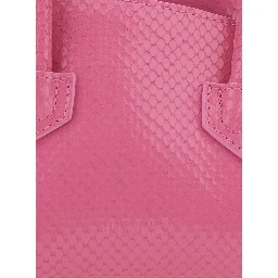 La Passeggiata Pink mini bag with Two Top Handles in Leather for Women