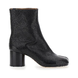 Boots with Tabi Toe in Leather and High Heel Black Women