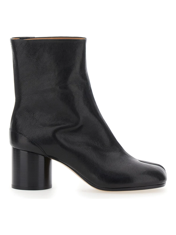 Boots with Tabi Toe in Leather and High Heel Black Women