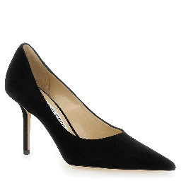 Pumps Love with stiletto heel in suede and black color for women