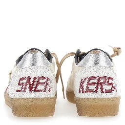 Ballstar Beige Sneakers Low Top with star patch on the side in leather for men