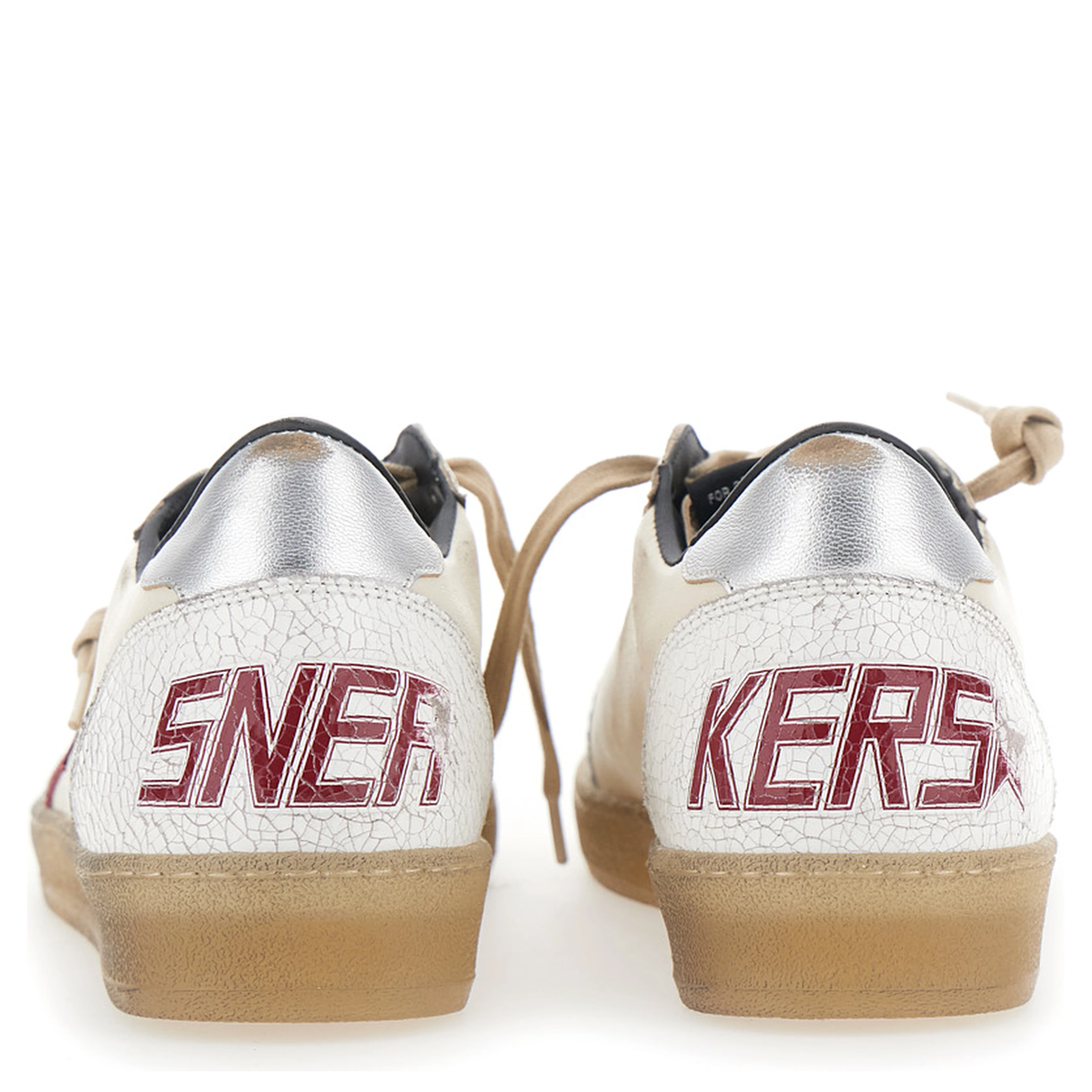 Ballstar Beige Sneakers Low Top with star patch on the side in leather for men