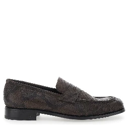 Brown Loafers with Almond Toe in Suede for Men