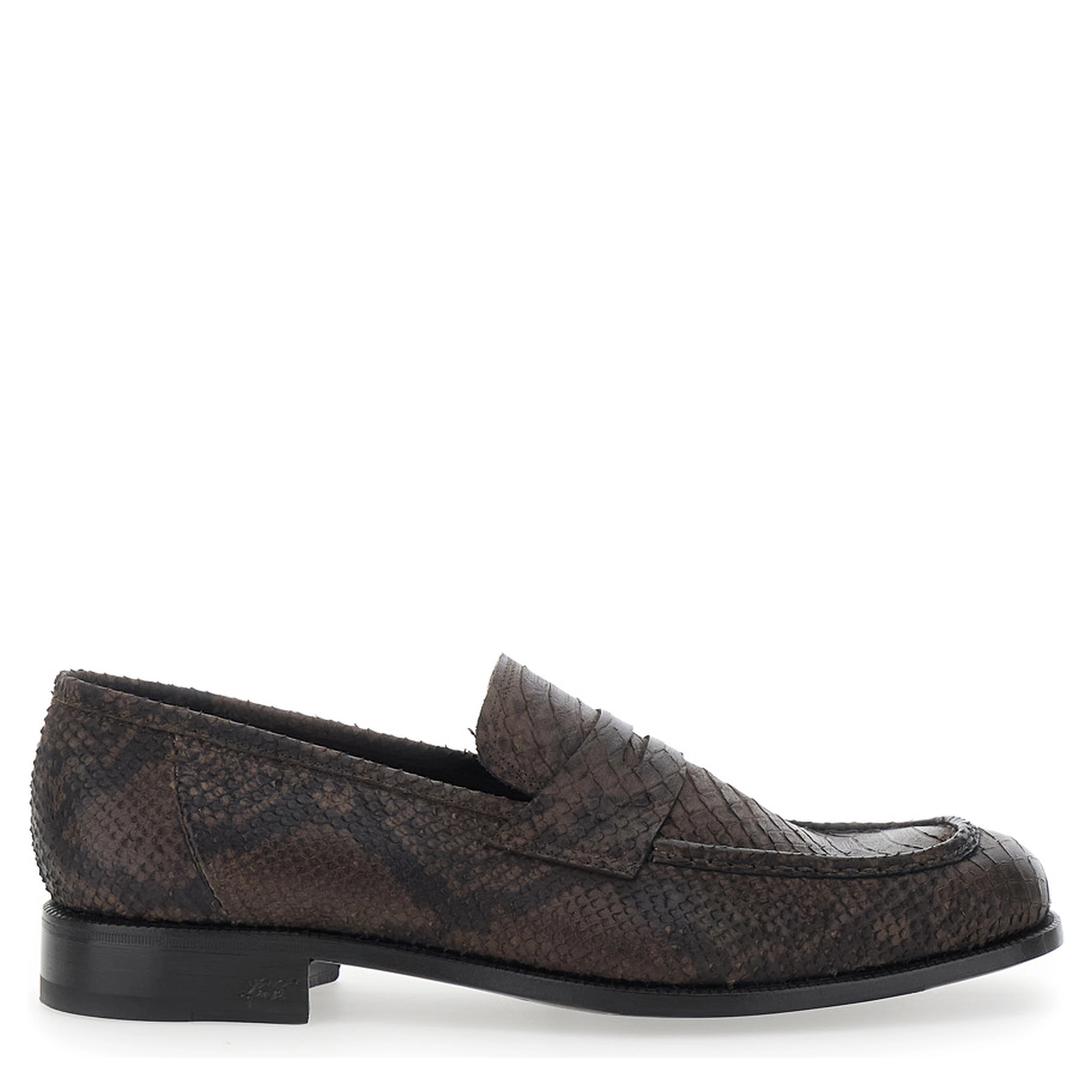 Brown Loafers with Almond Toe in Suede for Men