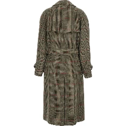 Brown coat with belt and Prince of Wales Motif in Wool for Women