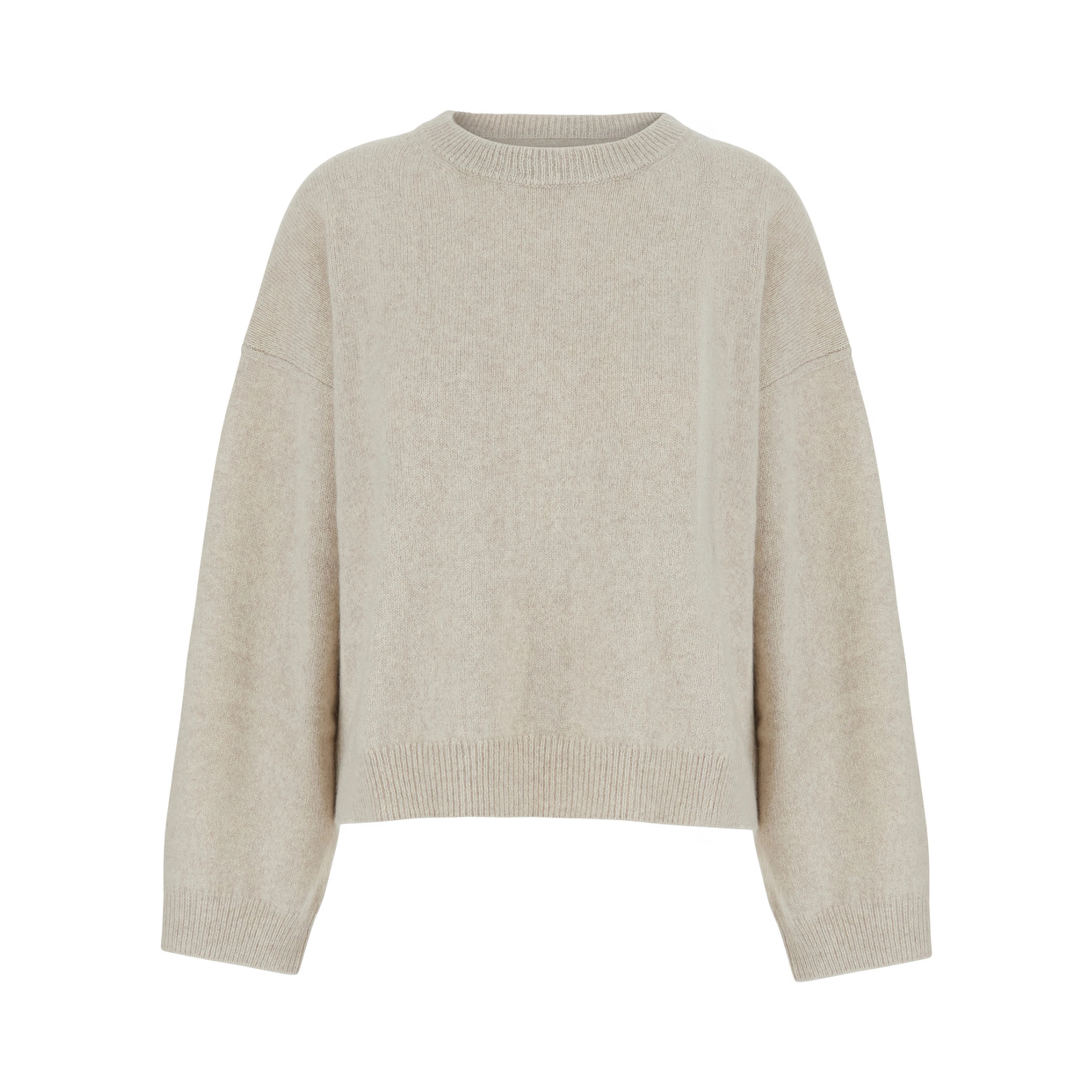 Tristan White Sweater with round neck and Dropped shoulders in blend wool women