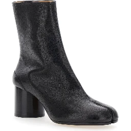 Boots with Tabi Toe in Leather and High Heel Black Women