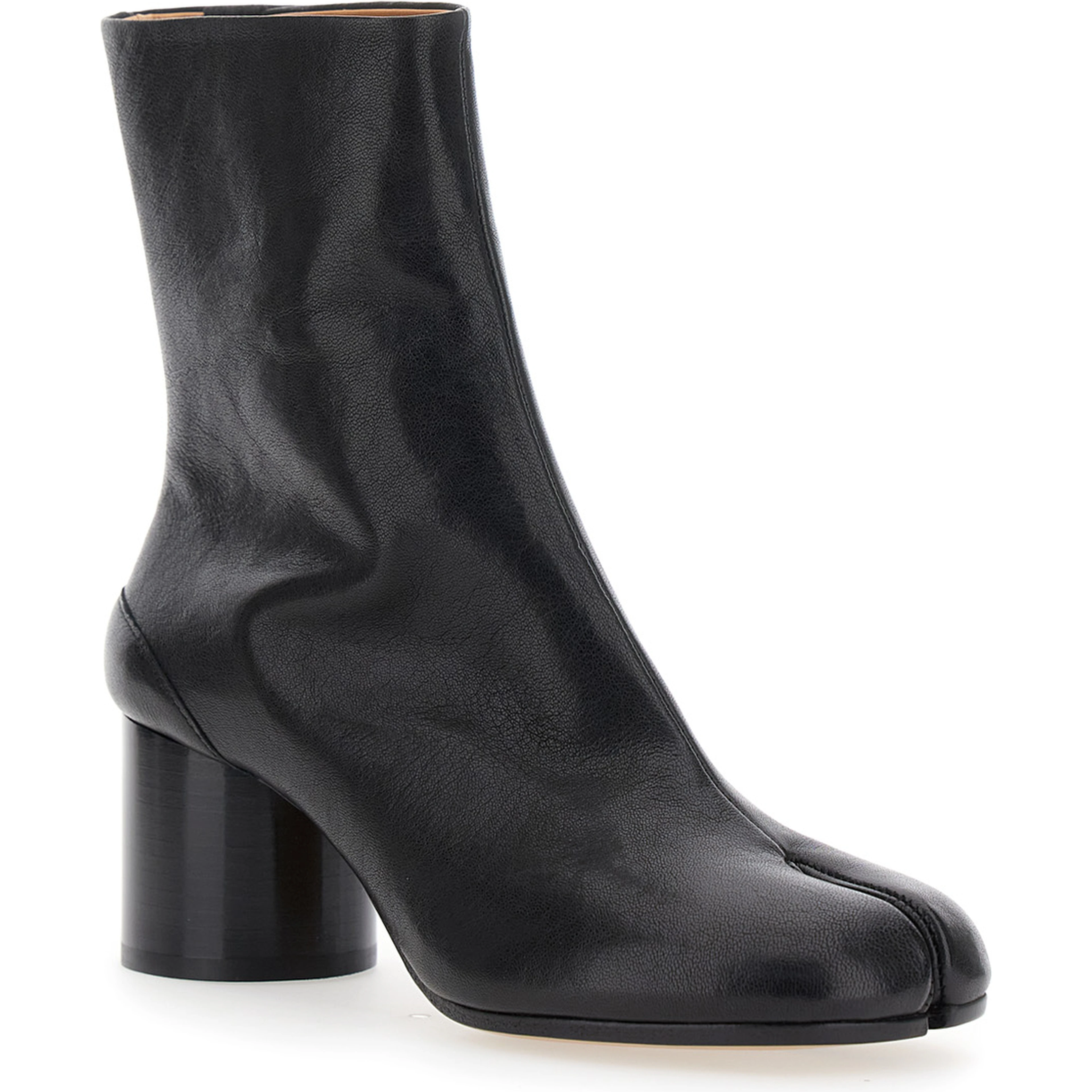 Boots with Tabi Toe in Leather and High Heel Black Women