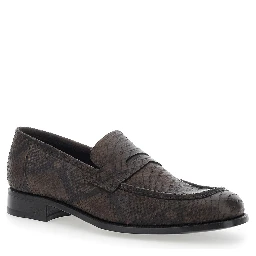 Brown Loafers with Almond Toe in Suede for Men