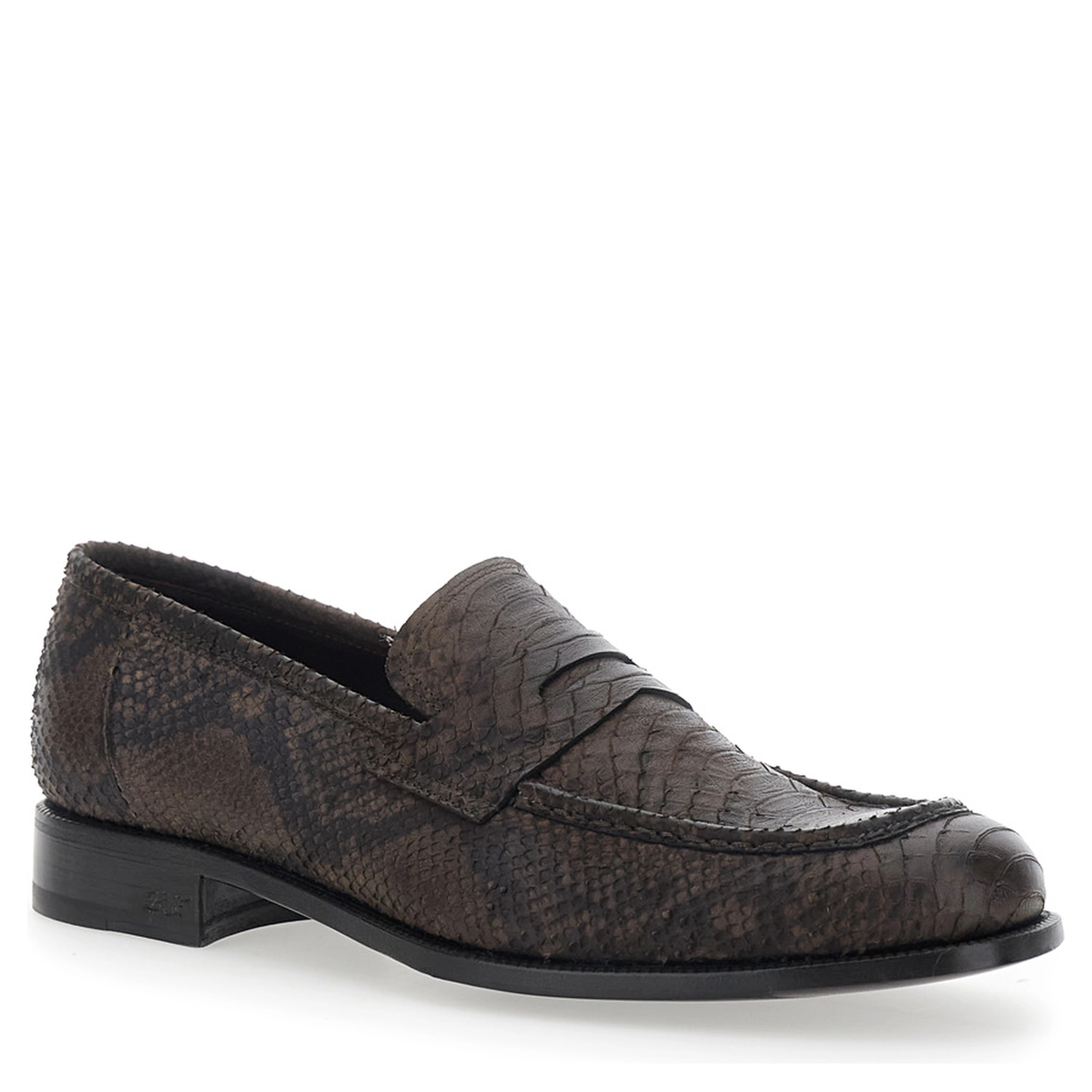 Brown Loafers with Almond Toe in Suede for Men