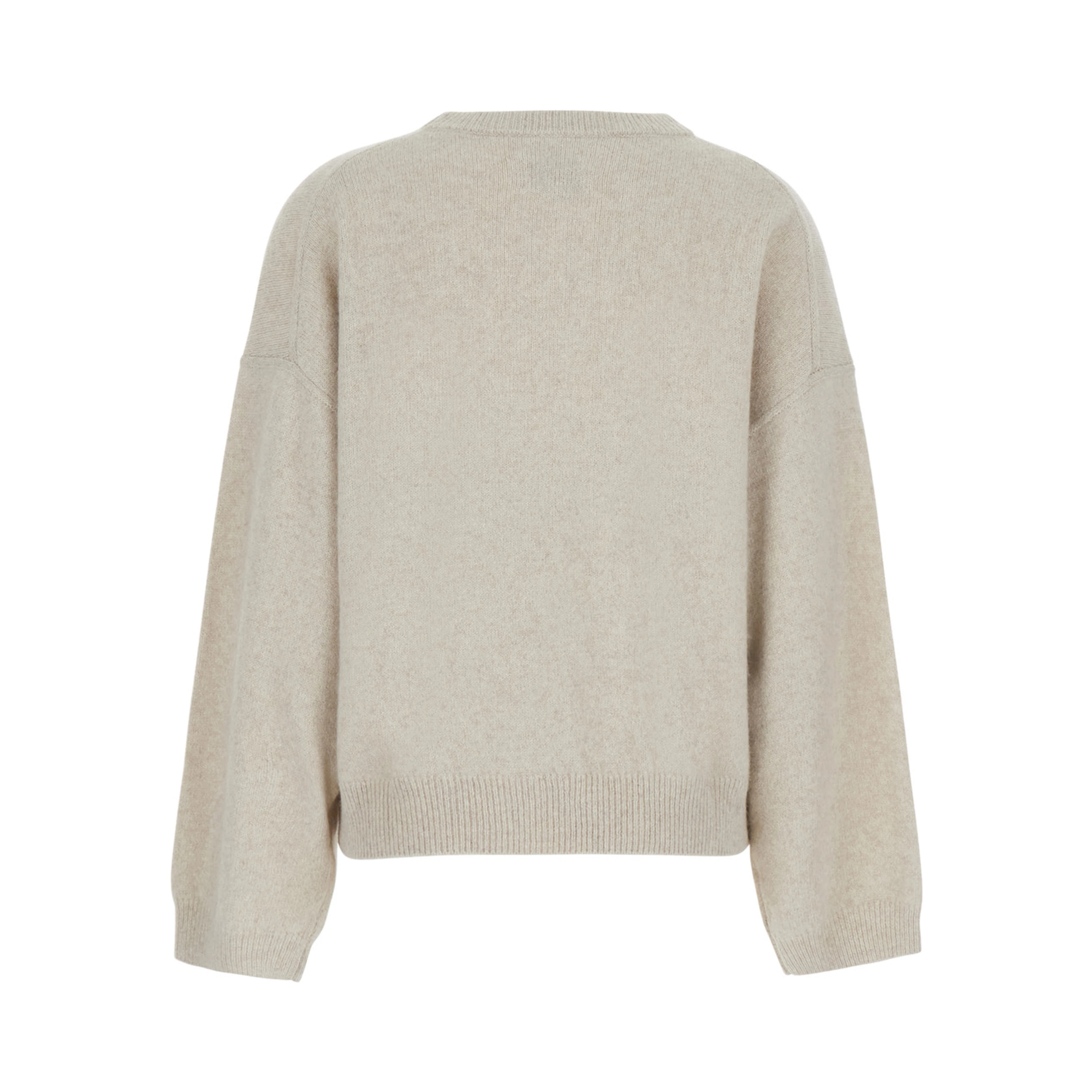 Tristan White Sweater with round neck and Dropped shoulders in blend wool women