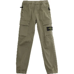 Beige Pants with Two Cargo Front Pockets and Logo Patch on the front in tech fabric boy