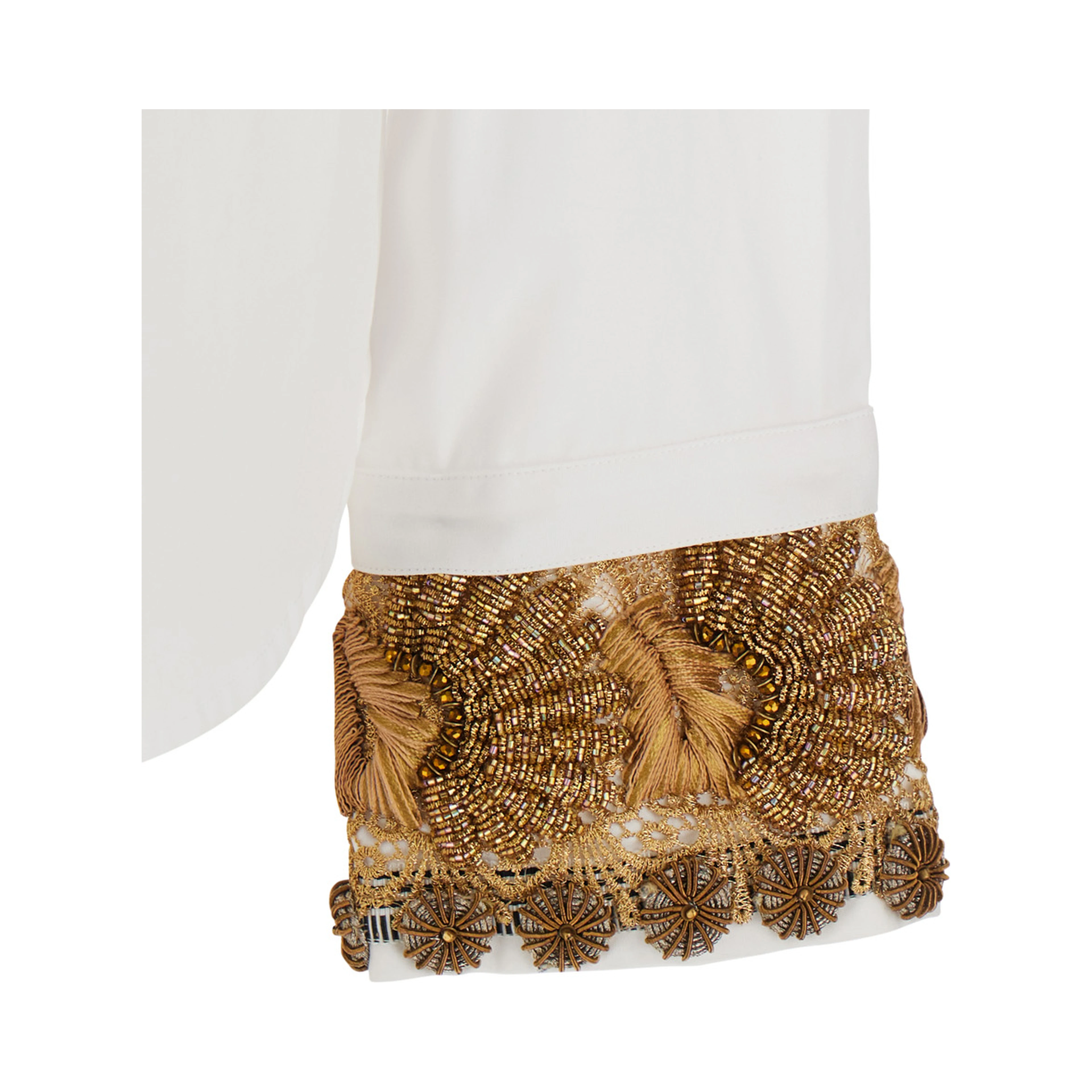 Chloris White Shirt with classic collar and embroidered cuffs in cotton for women