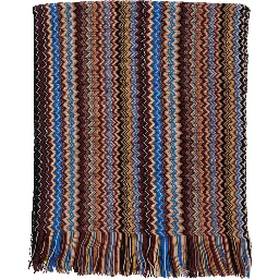 multicolor Scarf with Zig Zag motif all-over and fringed edge in blend wool and fabric for men