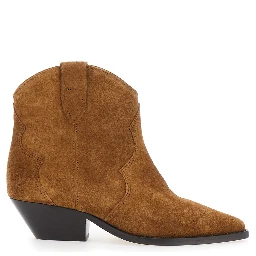 Dewina Brown Ankle Boots with Medium Heel in Suede for Women