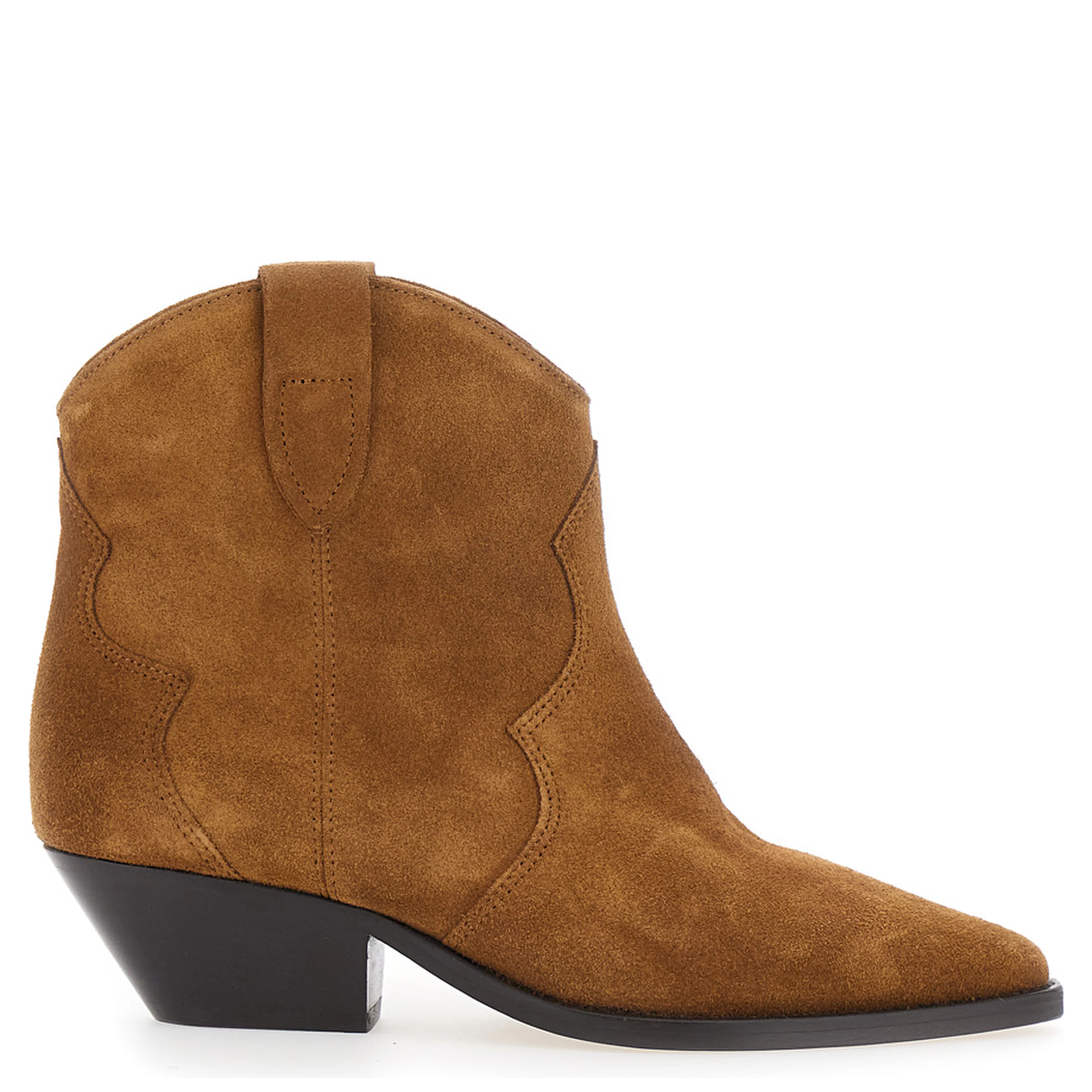 Dewina Brown Ankle Boots with Medium Heel in Suede for Women