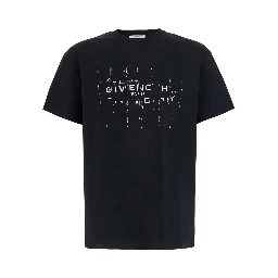 Black Crew neck T-shirt with Logo lettering on the front in cotton for men