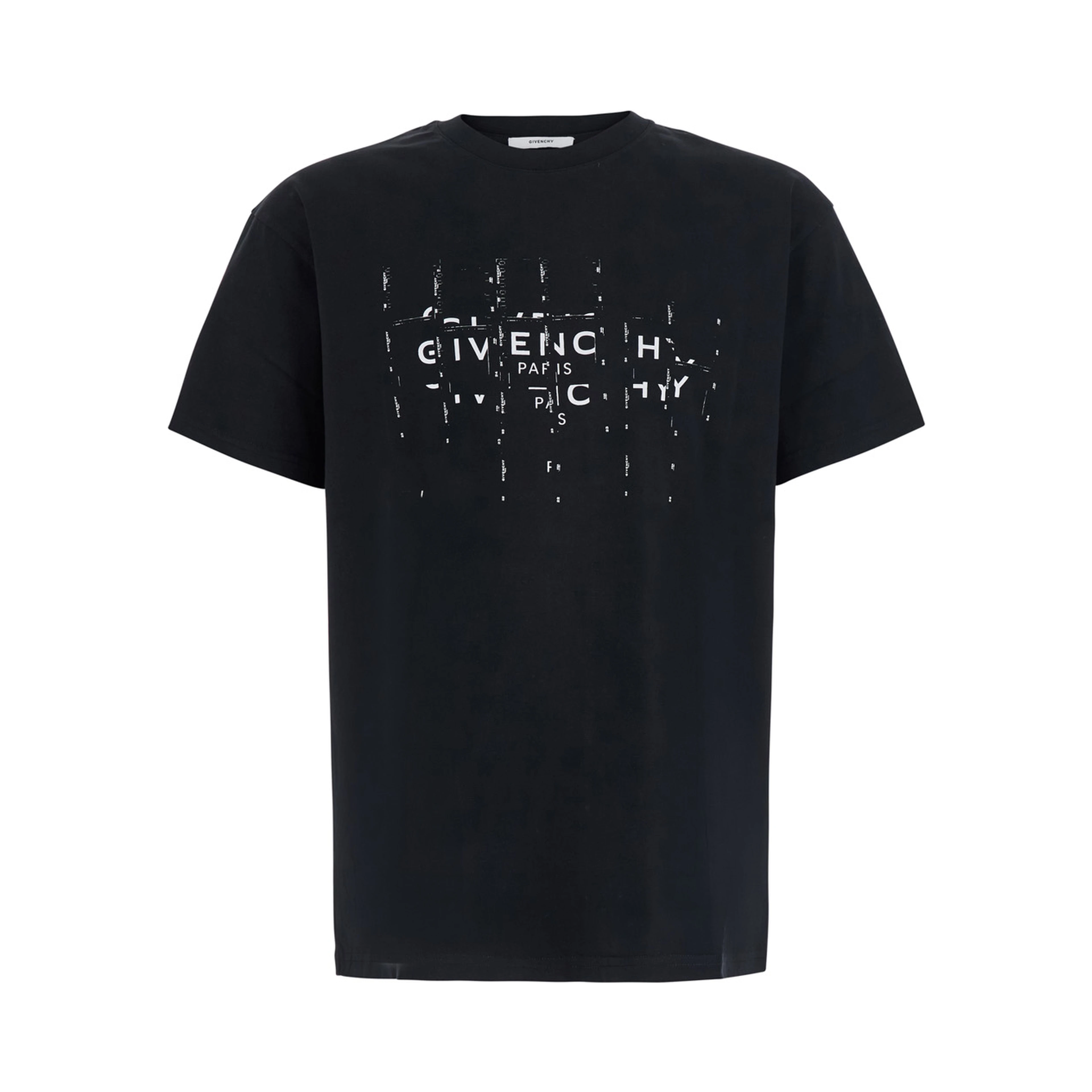 Black Crew neck T-shirt with Logo lettering on the front in cotton for men