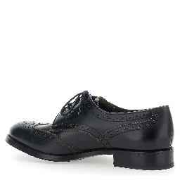 Black Lace-up Shoes with Front Lace Closure and Low Heel in Leather for Men
