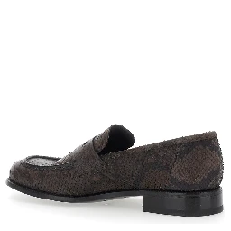 Brown Loafers with Almond Toe in Suede for Men