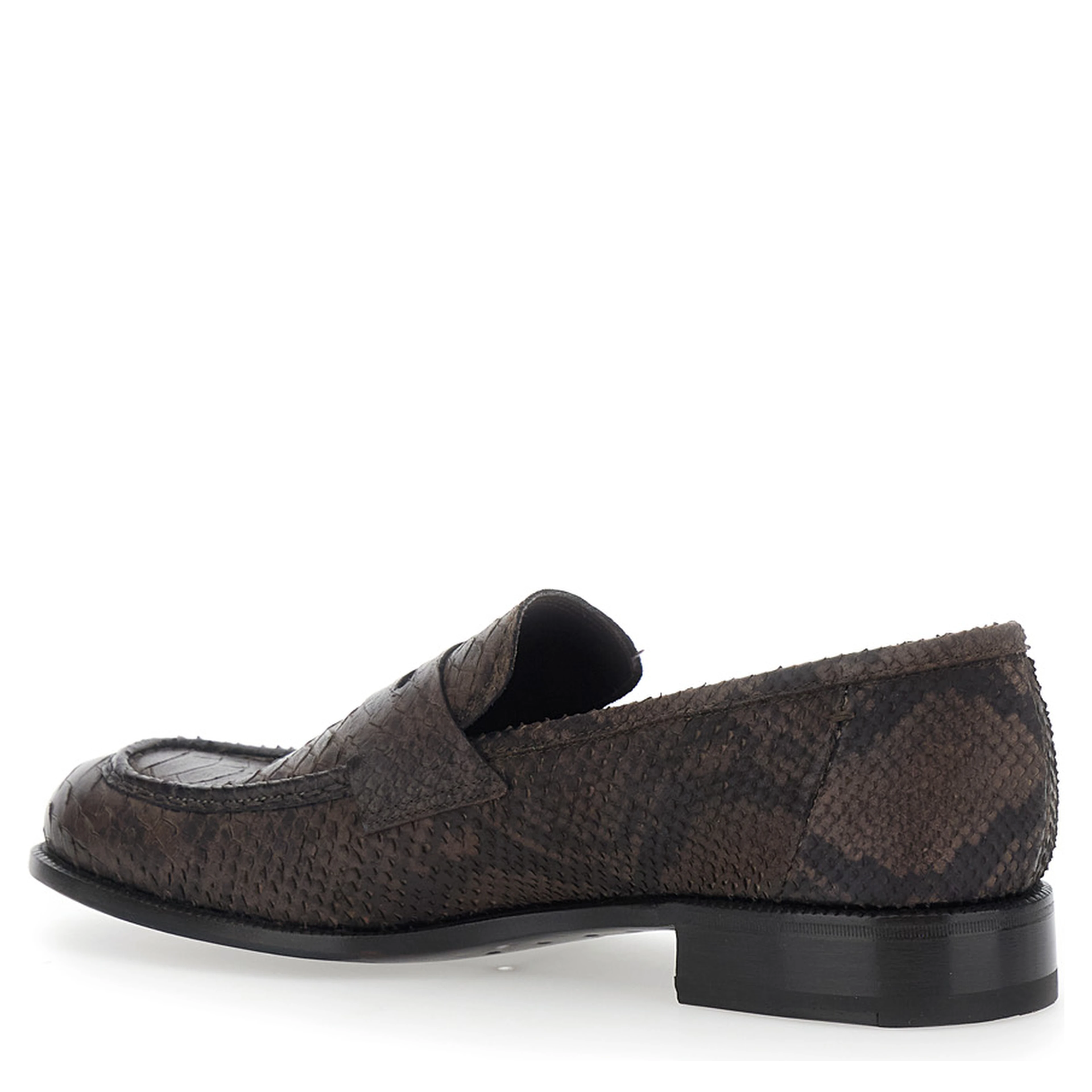 Brown Loafers with Almond Toe in Suede for Men