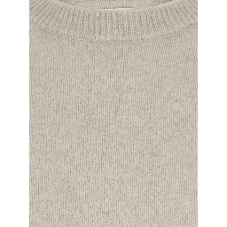 Tristan White Sweater with round neck and Dropped shoulders in blend wool women
