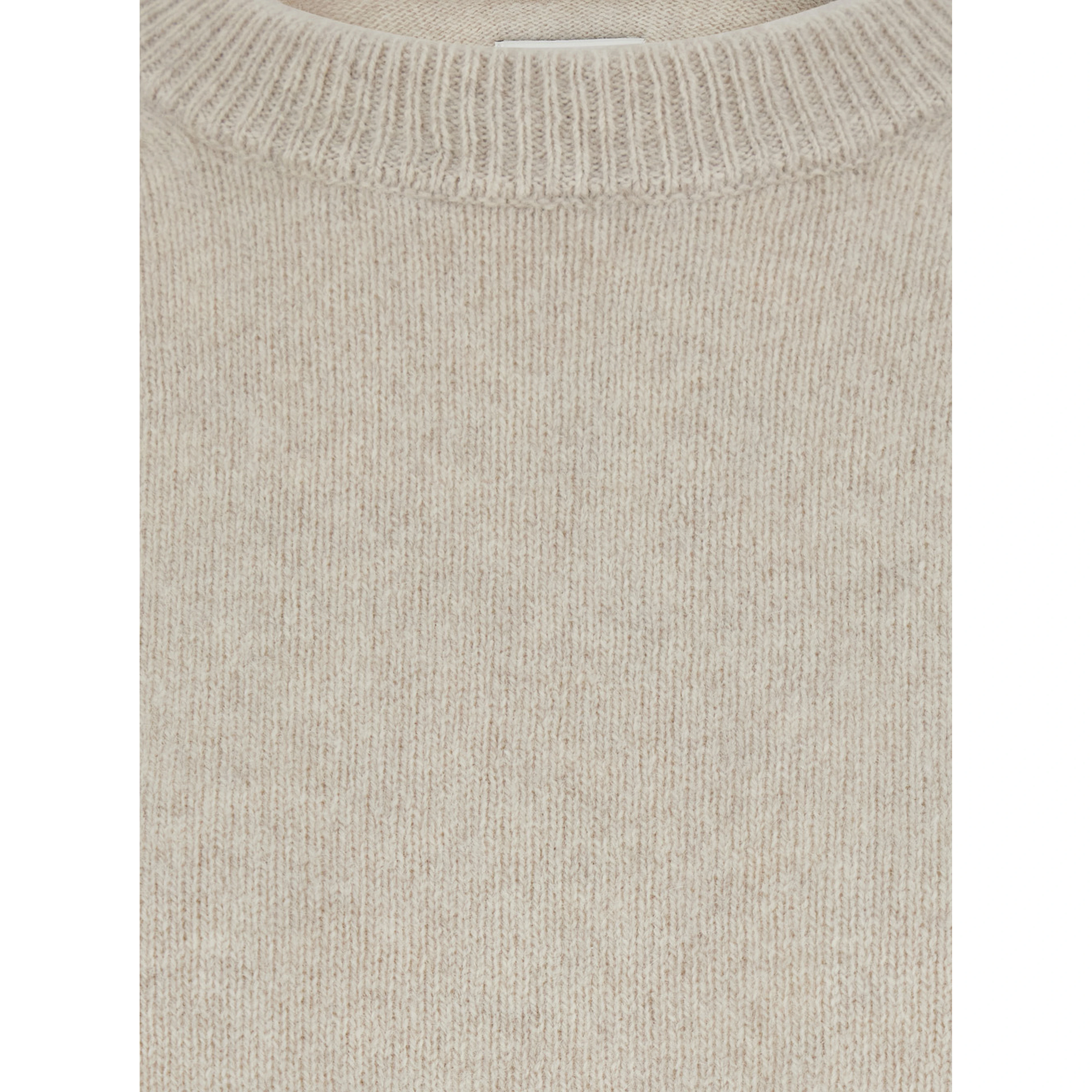 Tristan White Sweater with round neck and Dropped shoulders in blend wool women