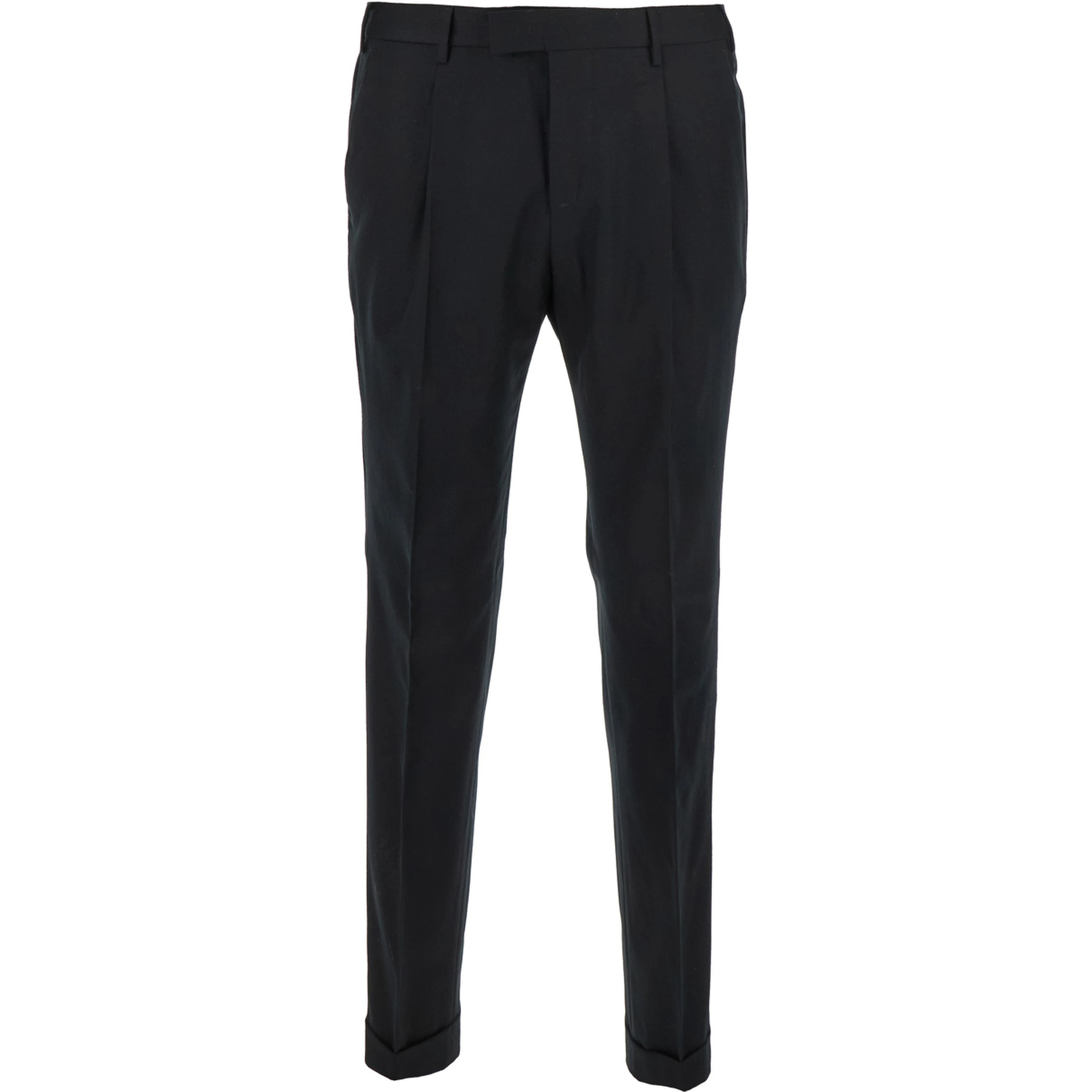 Slim Pants with Hidden Closure in Black Virgin Wool for Men