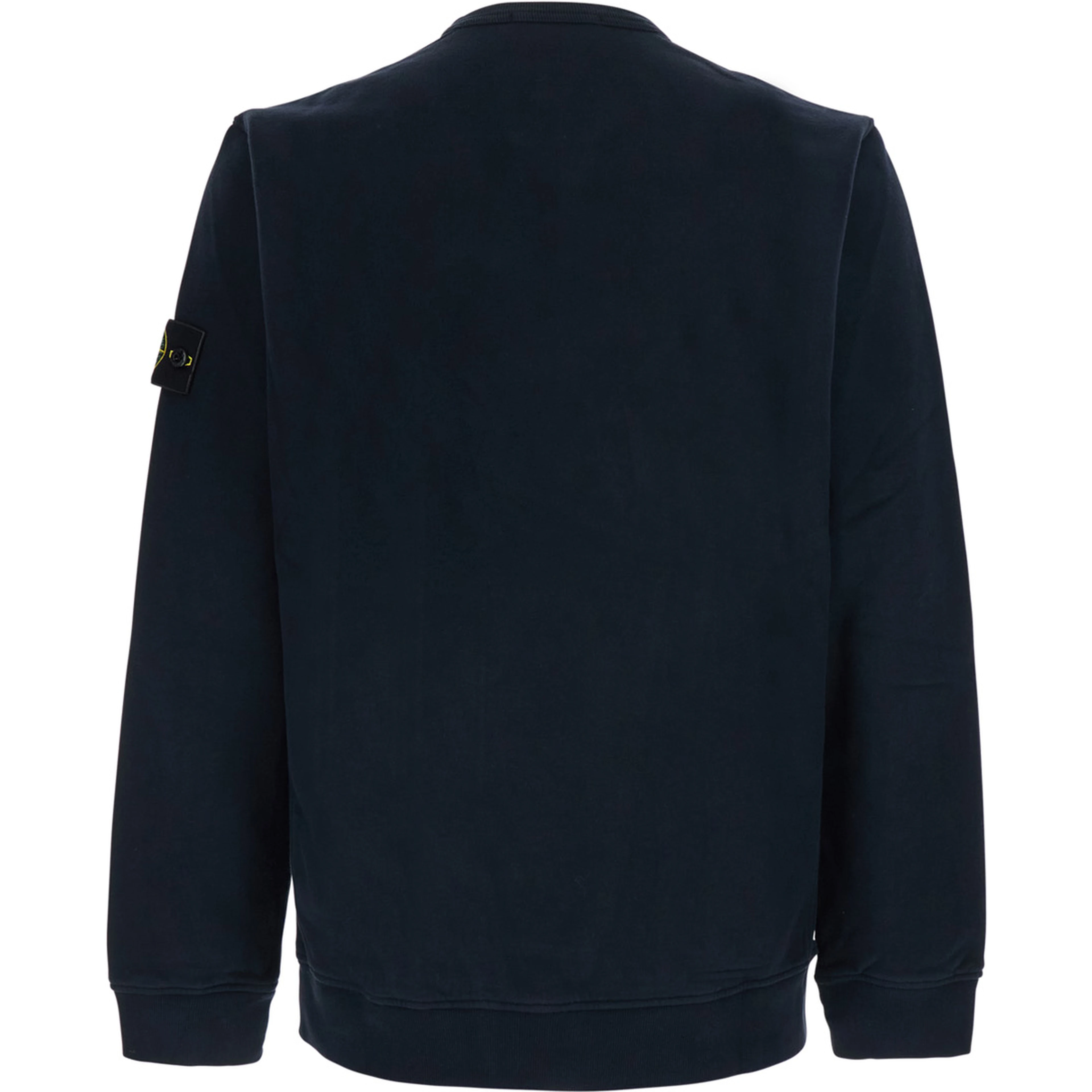 Blue Crewneck sweatshirt with logo patch on the sleeve in cotton for men