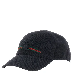 GUCCI Fake black Hat with embroidered logo on the front in cotton for men