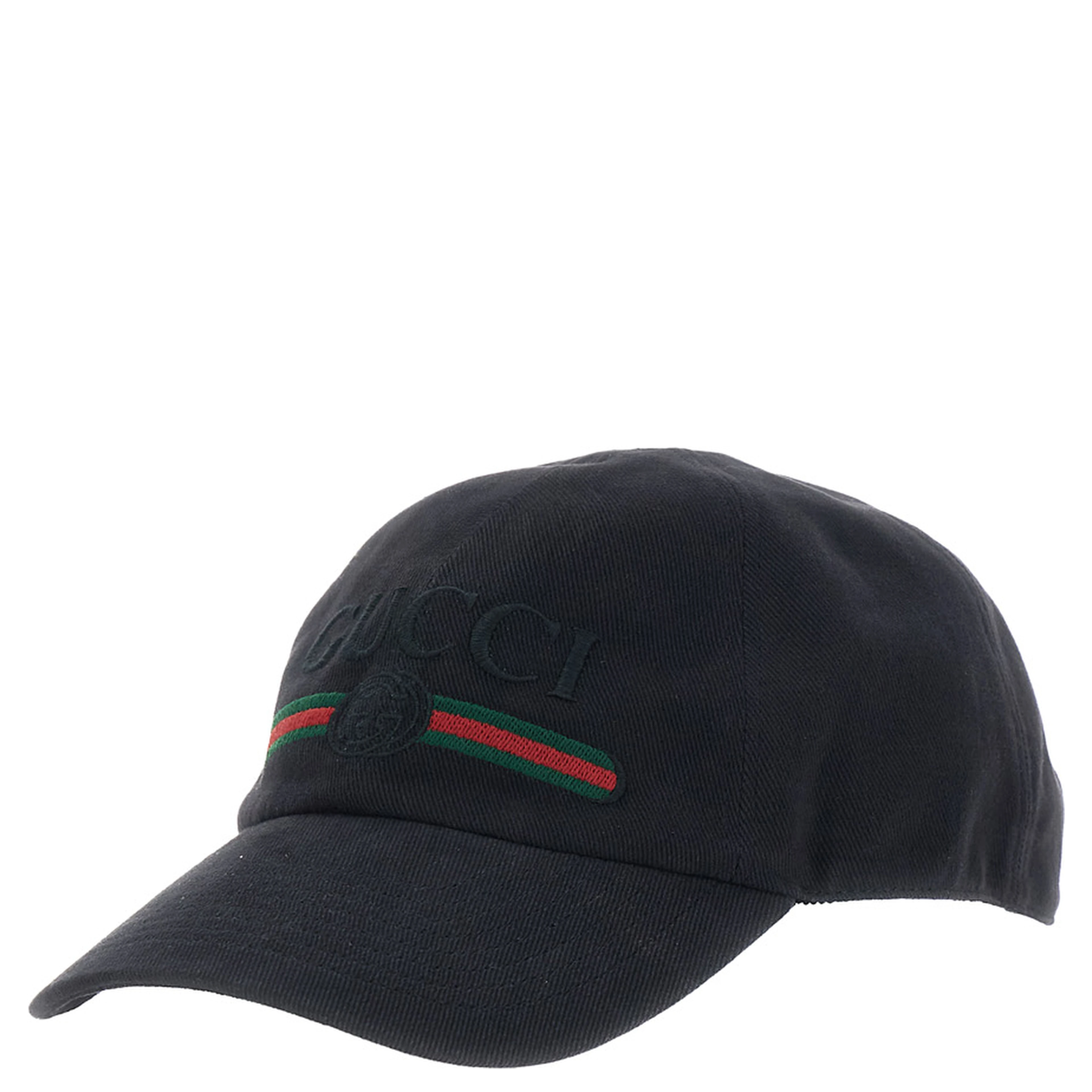 GUCCI Fake black Hat with embroidered logo on the front in cotton for men