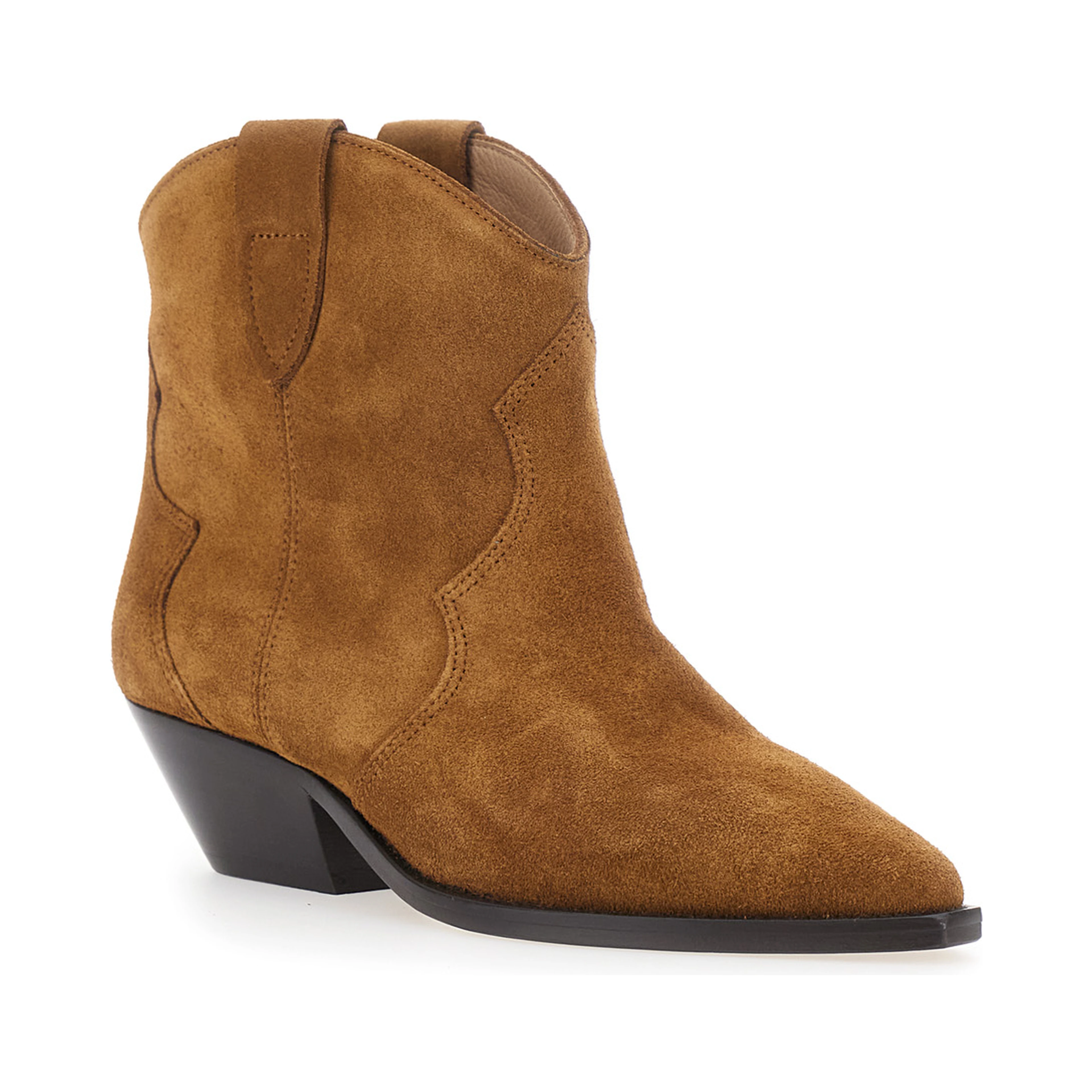 Dewina Brown Ankle Boots with Medium Heel in Suede for Women