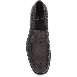 Brown Loafers with Almond Toe in Suede for Men
